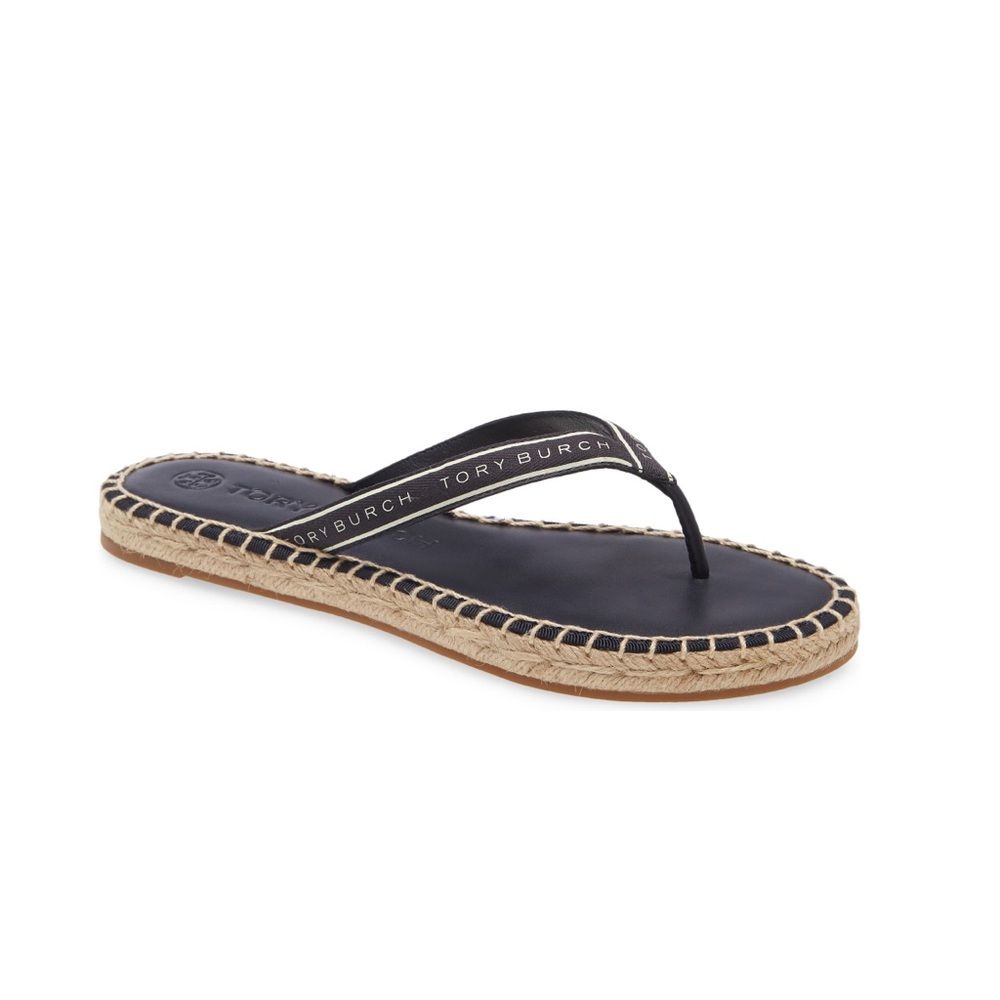 (6.5M) TORY BURCH PERFECT NAVY/NEW IVORY RIBBON FLIP-FLOP
